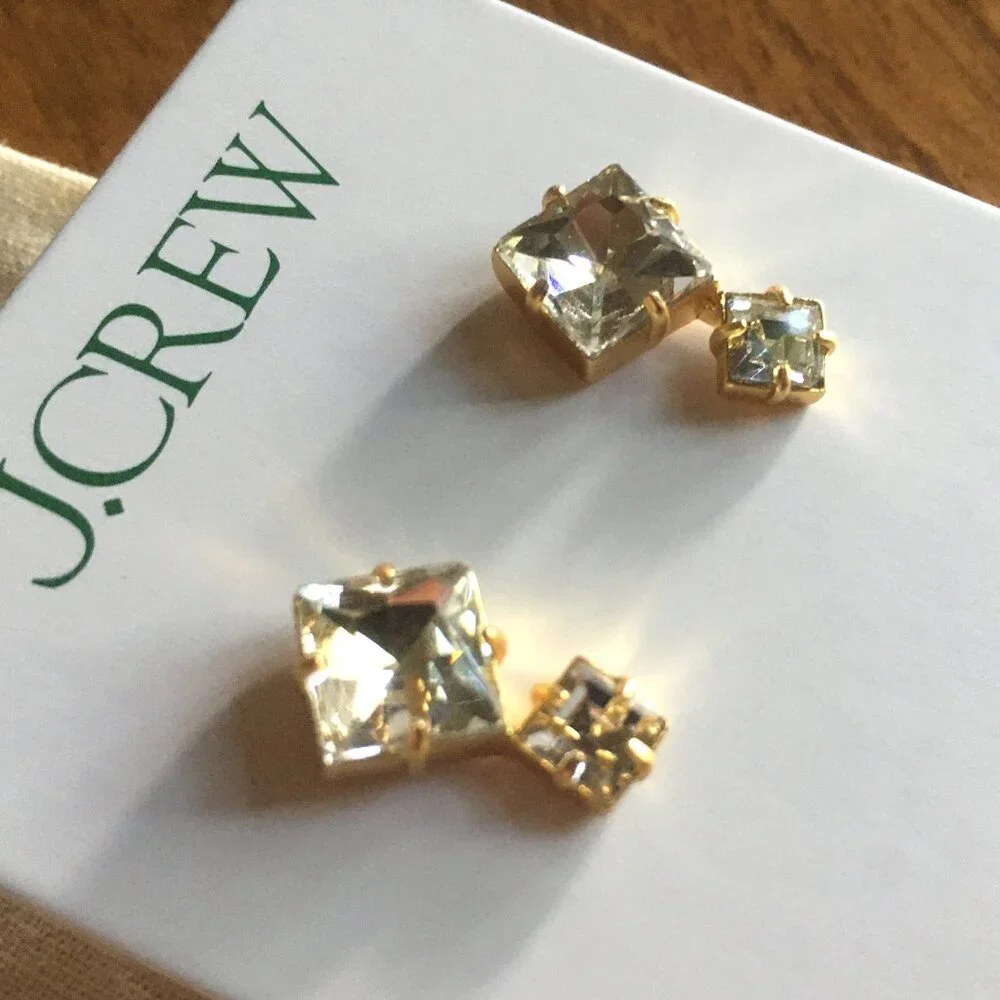 J. Crew square gem earrings NWT